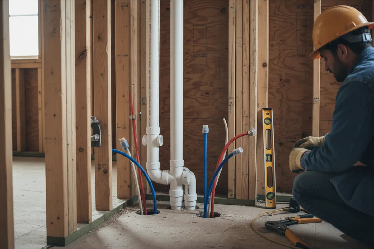 Drain and supply rough-in during Leak Detection in Fultonham